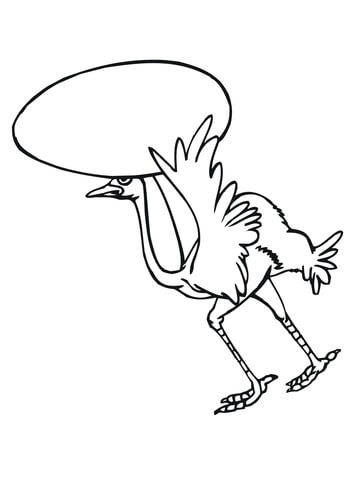 Cartoon Ostrich Carring Its Egg Coloring page