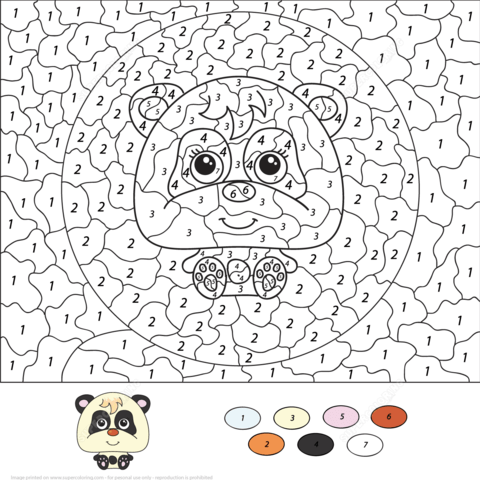 Cartoon Panda Color by Number Coloring page
