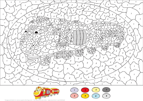 Train Color by Number Coloring page