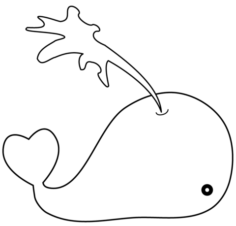 Cartoon Whale is Spouting Water Coloring page