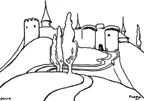 Castle On High Mountain   Coloring page