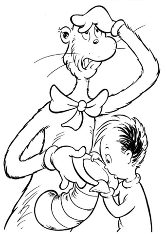 Cat in the Hat and the Boy Coloring page