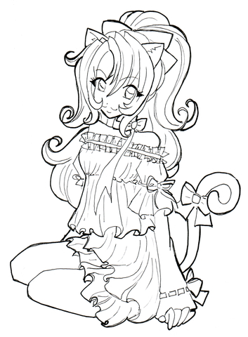 Cat Girl Coloring page