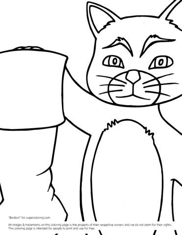 Cat with a Boot  Coloring page