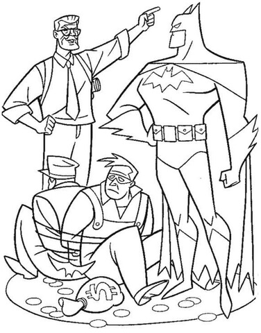 Batman caught two thieves Coloring page