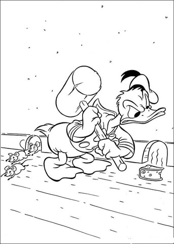 Catching The Mouse with a big hammer Coloring page