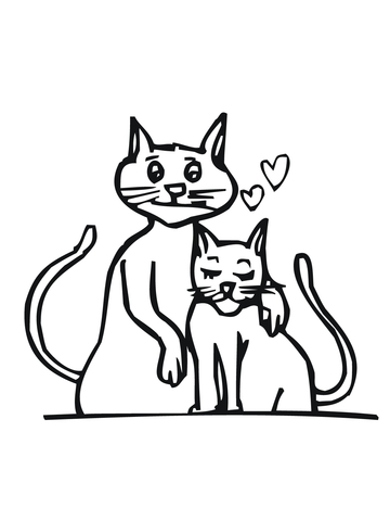 Cat Couple in Love Coloring page