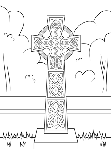 Celtic Cross with Ornament Coloring page