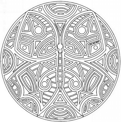 Celtic Mandala with Butterfly Coloring page