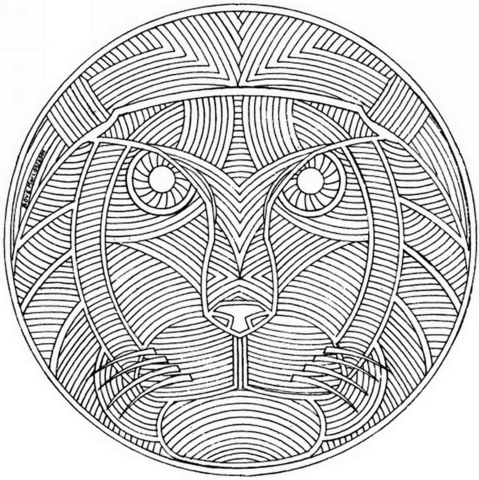 Celtic Mandala with Lion Face Coloring page
