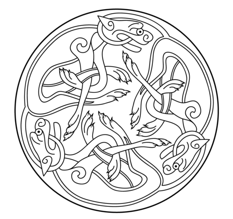 Celtic Ornament Design from Book of Kells Coloring page