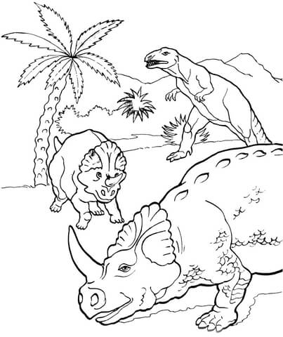 Centrosaurus and Allosaurus Coloring page