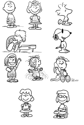 Charlie Brown Characters Coloring page