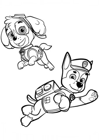 Chase and Skye Coloring page