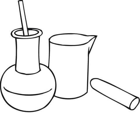 Chemistry Beakers Coloring page
