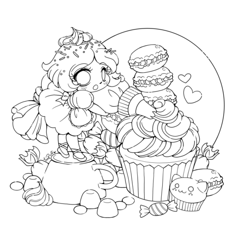 Chibi Frosting Fairy Girl Coloring page