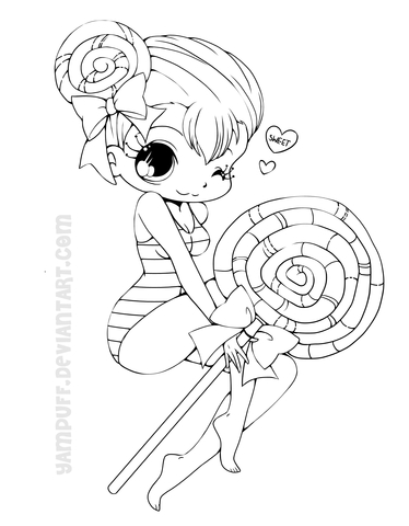 Chibi Lollipop Girl Coloring page