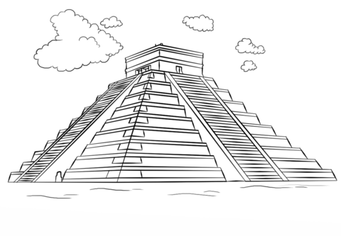 Mayan pyramid - Chichen Itza Coloring page
