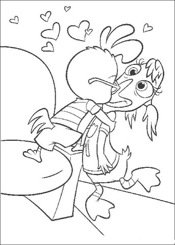 Chicken Little Kisses Abbey  Coloring page