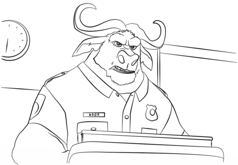 Chief Bogo from Zootopia Coloring page