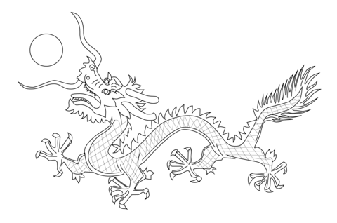 Chinese Dragon from The Flag of Qing Dynasty Coloring page