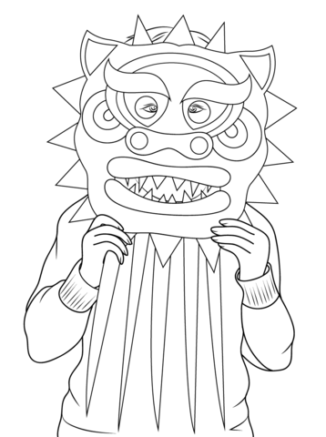 Chinese Dragon Mask Coloring page
