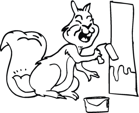 Chipmunk Paints A Wall Coloring page