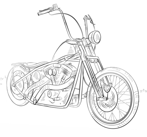 Chopper Motorcycle Coloring page