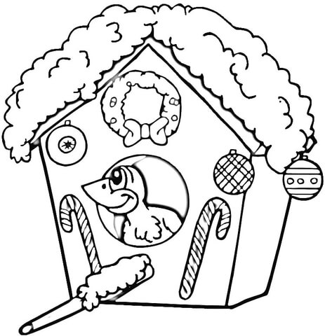 Christmas Birdhouse  Coloring page