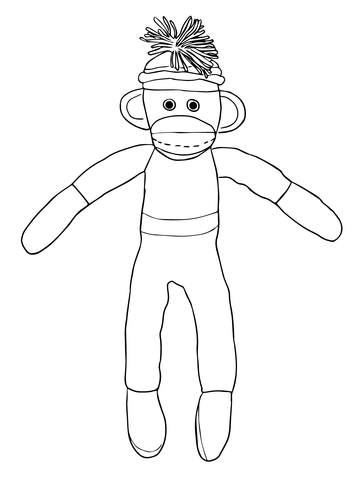 Christmas Sock Monkey Coloring page