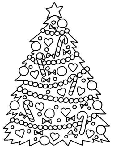 Decorated Christmas Tree  Coloring page