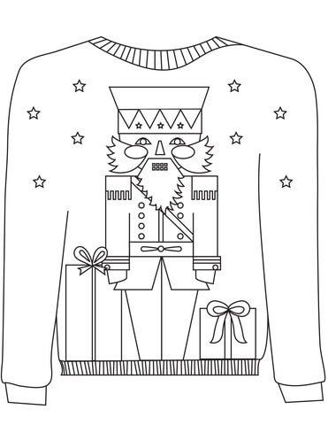 Christmas Ugly Sweater with the Nutcracker Motif Coloring page