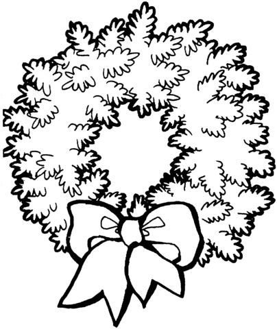 Christmas Wreath with Bow Coloring page