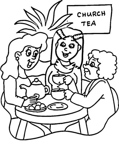 Church Tea  Coloring page