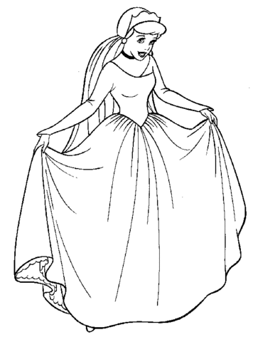Cinderella And Her Beautiful Gown  Coloring page