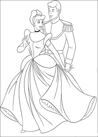 Cinderella And The Prince  Coloring page