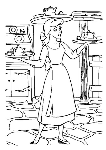 Cinderella Has A Lots Of Things To Do  Coloring page