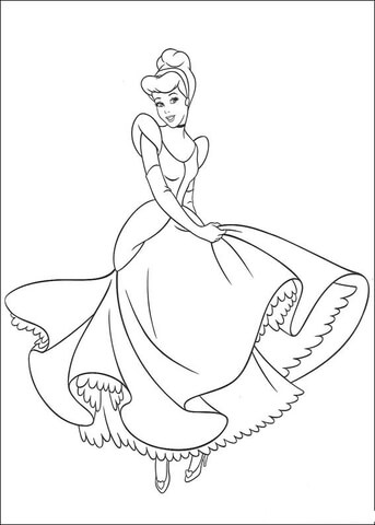 Cinderella Is Dancing In The Party  Coloring page