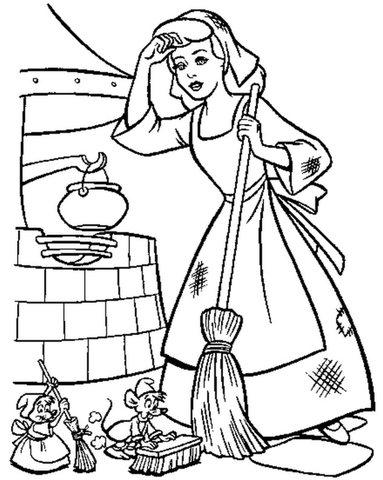Cinderella Must Keep Her House Clean  Coloring page