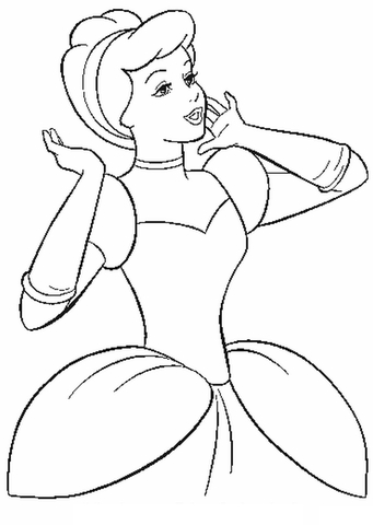 Cinderella Says Thank You To Fairy Godmother  Coloring page
