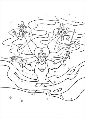 Cinderella's Stepmother Is Holding The Magic Stick  Coloring page