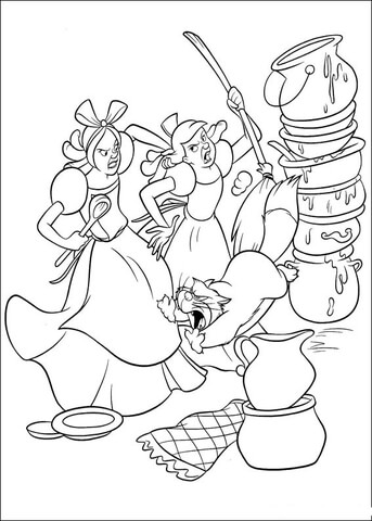 Cinderella's Sisters Can't Do Their Job  Coloring page