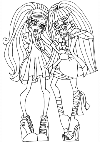 Cleo and Ghoulia Mad Science Coloring page