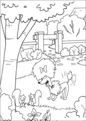 Cleo Plays In The Garden  Coloring page