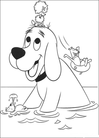 Clifford and friends in the sea Coloring page