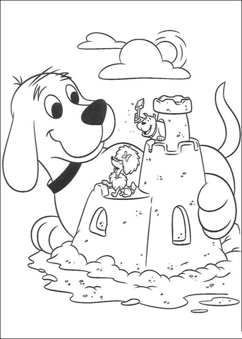 Clifford Plays in the Sand  Coloring page