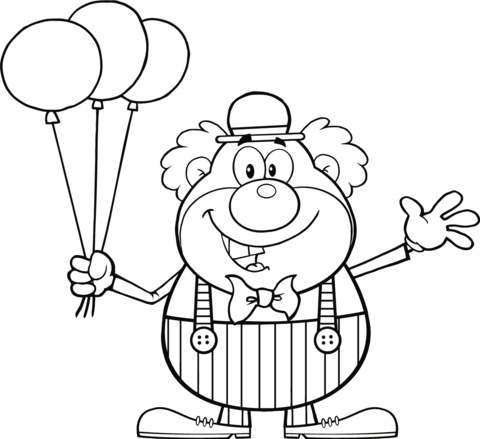 Clown with Balloons Coloring page
