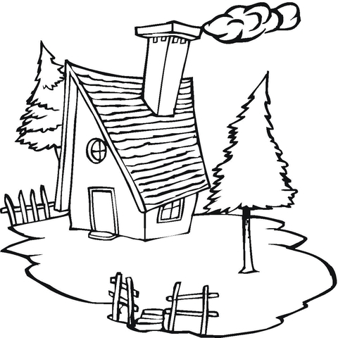 Cottage In The Village  Coloring page