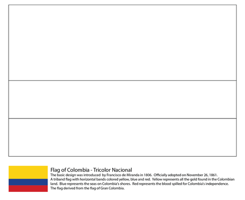 Colombia Flag Coloring page