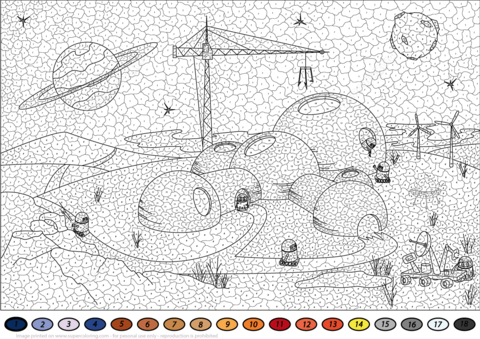 Colonisation of Mars Color by Number Coloring page